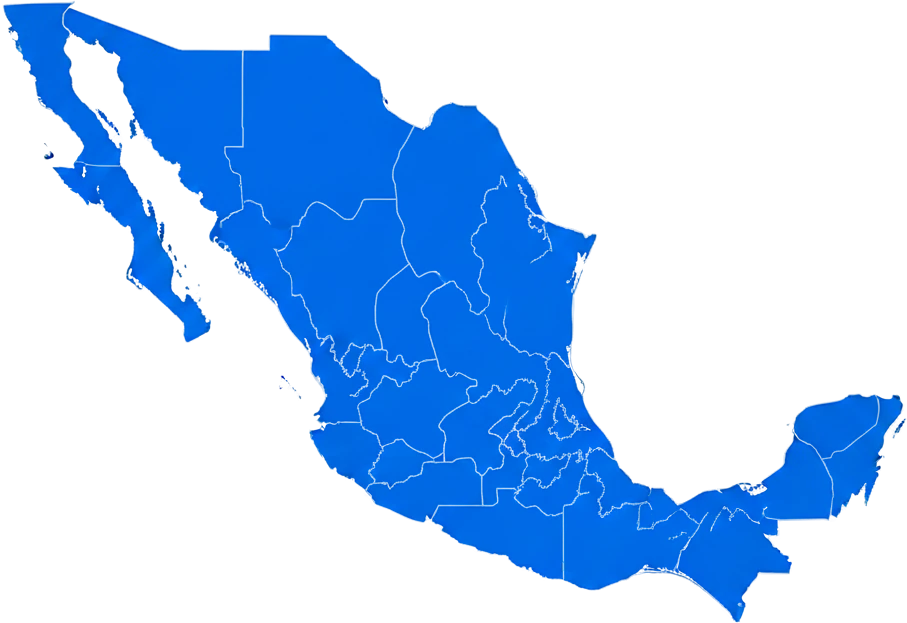Mapa de la República Mexicana con los 32 estados donde ARSA tiene cobertura